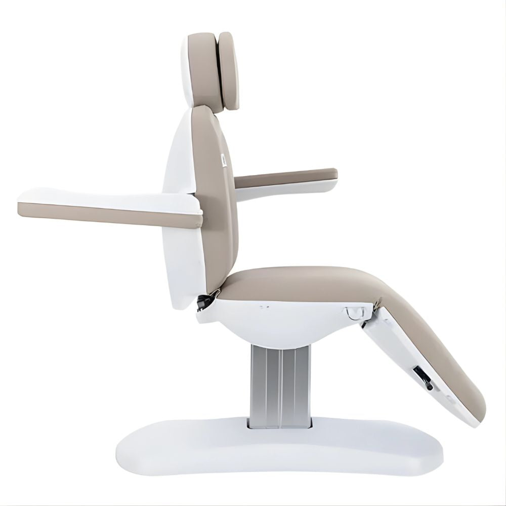 DSSE Aesthera Treatment Bed Latte Upright Adjustable Armrests Side View