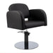 DSSE Amalfi Salon Chair Black Round Black Gloss Front Side View
