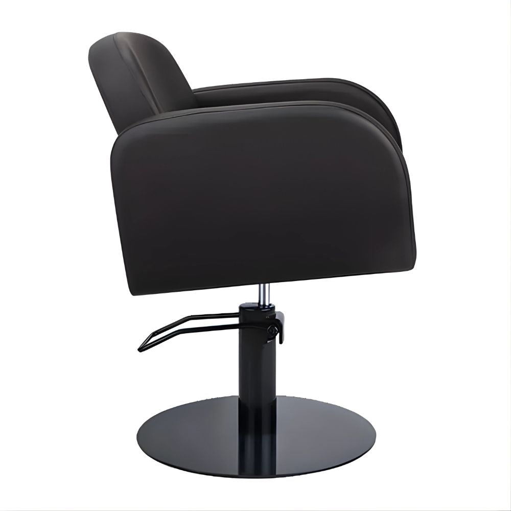 DSSE Amalfi Salon Chair Black Round Black Gloss Side View