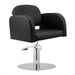 DSSE Amalfi Salon Chair Black Round Chrome Base Front Side View