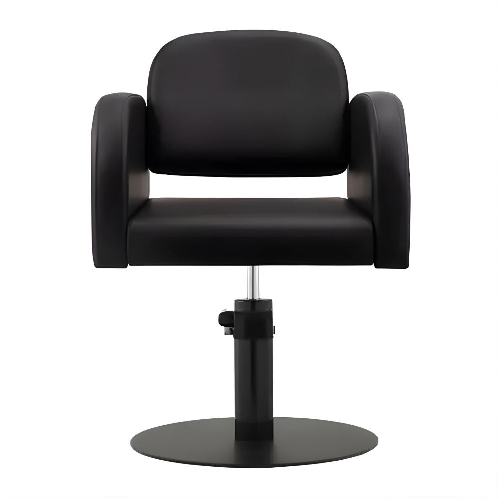 DSSE Amalfi Salon Chair Black Round Flat Satin Black Base Front View