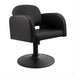DSSE Amalfi Salon Chair Black Round Matte Black Base Front Side View