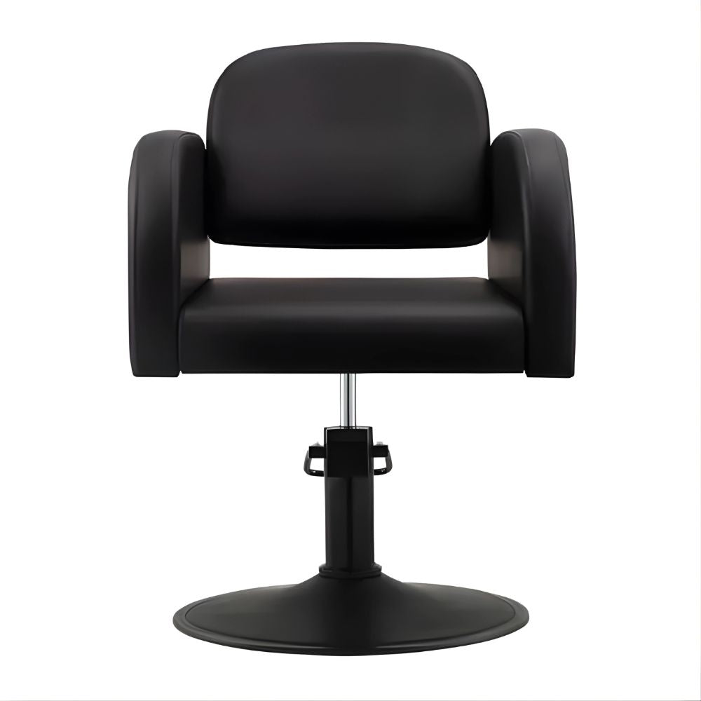 DSSE Amalfi Salon Chair Black Round Matte Black Base Front View
