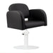 DSSE Amalfi Salon Chair Black Round White Base Front Side View
