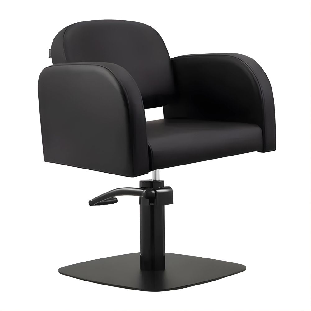 DSSE Amalfi Salon Chair Black Square Matte Black Base Front Side View