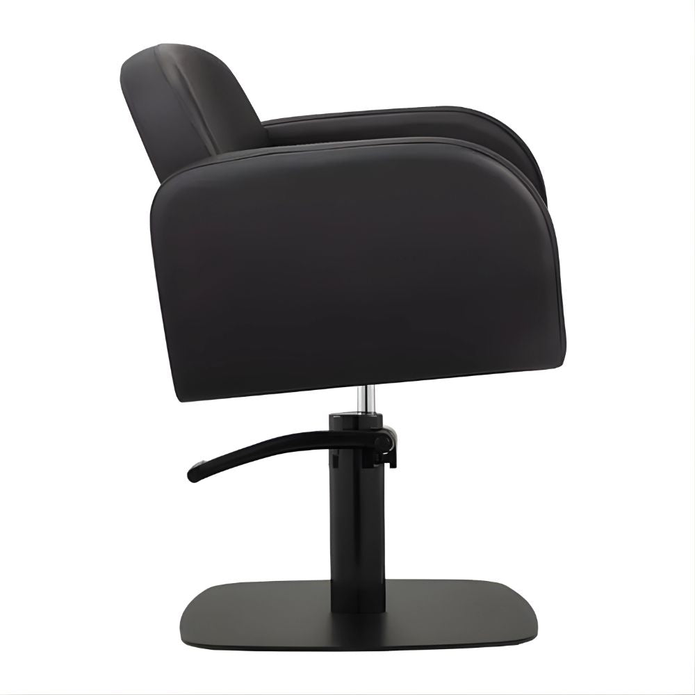 DSSE Amalfi Salon Chair Black Square Matte Black Base Side View