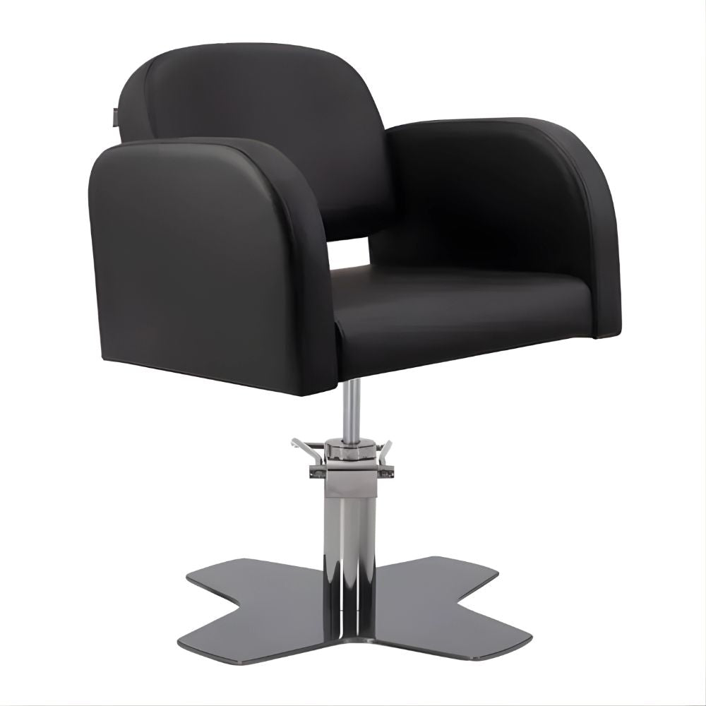 DSSE Amalfi Salon Chair Black Xcel Grey Base Front Side View