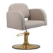 DSSE Amalfi Salon Chair Latte Round Aluminium Brushed Gold Base Front Side View