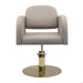 DSSE Amalfi Salon Chair Latte Round Aluminium Brushed Gold Base Front View