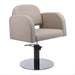 DSSE Amalfi Salon Chair Latte Round Black Gloss Base Front Side View