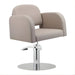 DSSE Amalfi Salon Chair Latte Round Chrome Base Front Side View