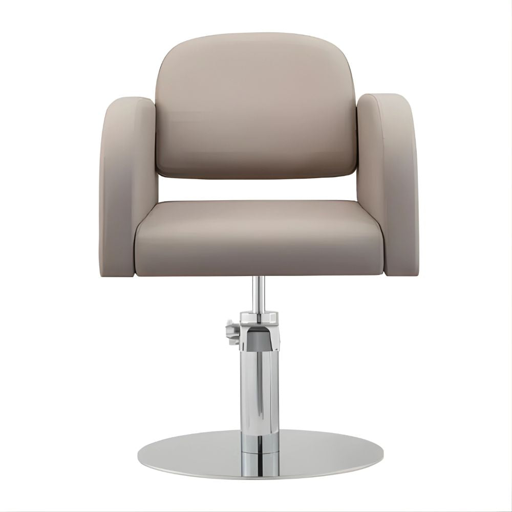 DSSE Amalfi Salon Chair Latte Round Chrome Base Front View