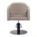 DSSE Amalfi Salon Chair Latte Round Flat Satin Black Base Rear View