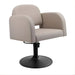 DSSE Amalfi Salon Chair Latte Round Matte Black Base Front Side View