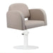 DSSE Amalfi Salon Chair Latte Round White Base Front Side View