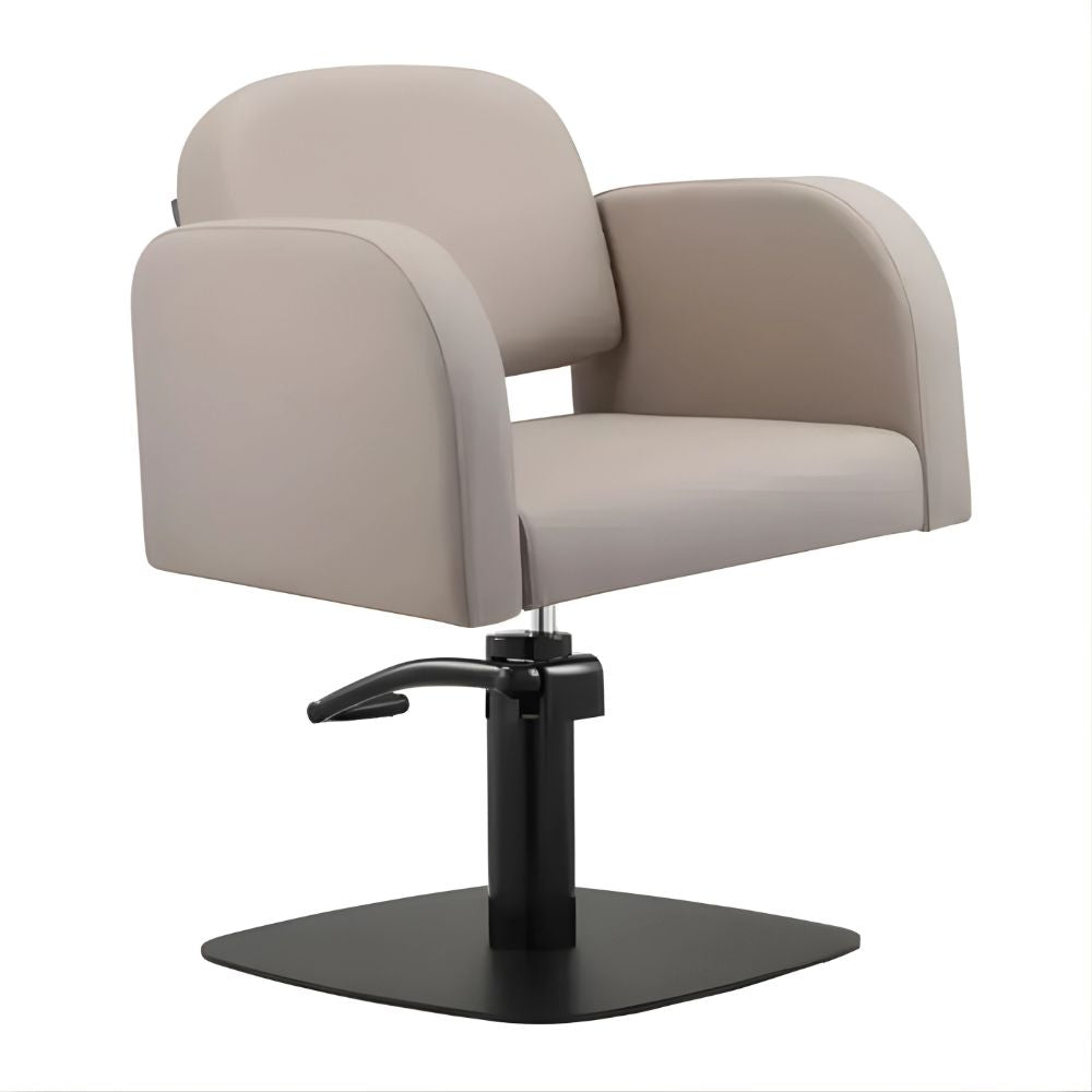 DSSE Amalfi Salon Chair Latte Square Matte Black Base Front Side View