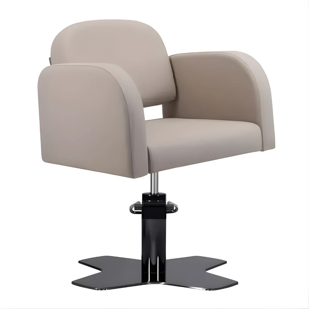 DSSE Amalfi Salon Chair Latte Xcel Black Base Front Side View