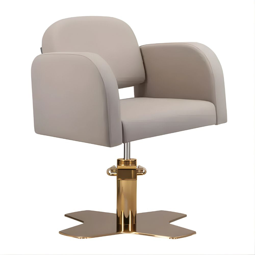 DSSE Amalfi Salon Chair Latte Xcel Gold Base Front Side View