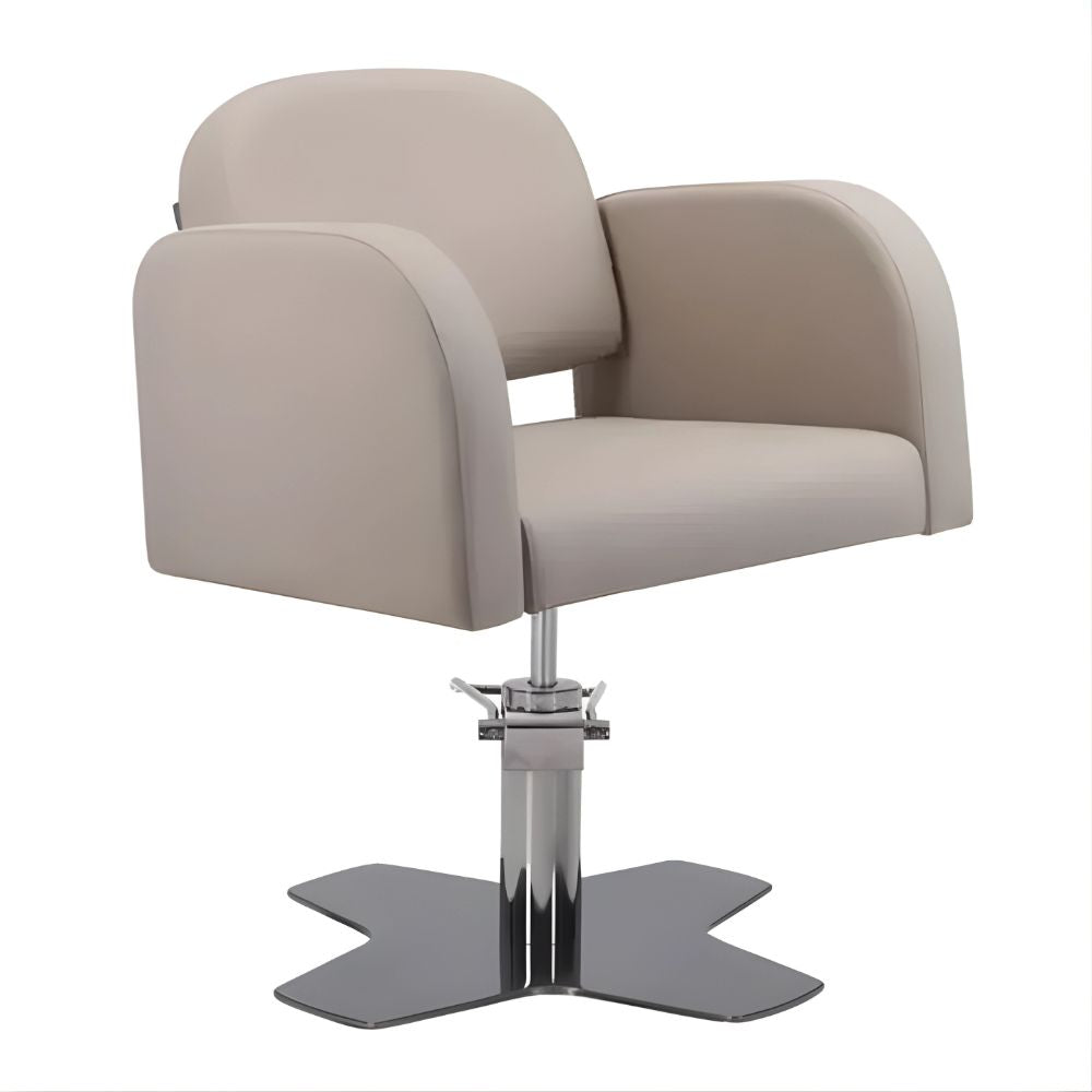 DSSE Amalfi Salon Chair Latte Xcel Grey Base Front Side View