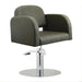 DSSE Amalfi Salon Chair Olive Mist Round Chrome Base Front Side View