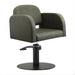 DSSE Amalfi Salon Chair Olive Mist Round Flat Satin Base Front Side View