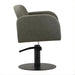 DSSE Amalfi Salon Chair Olive Mist Round Flat Satin Base Side View