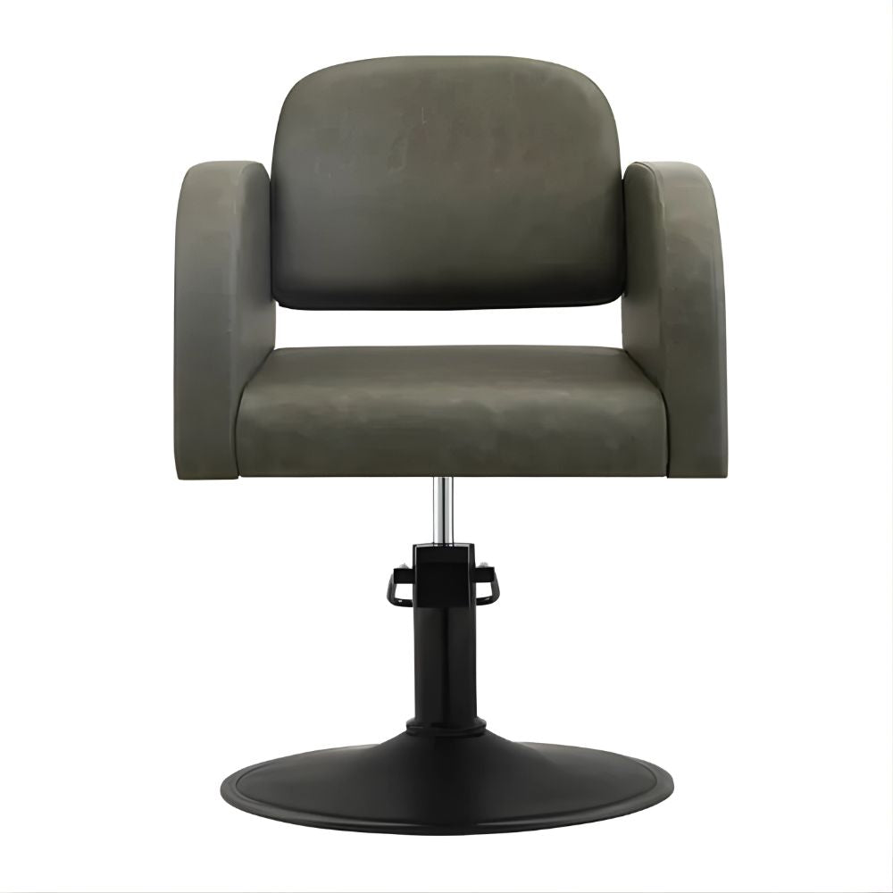 DSSE Amalfi Salon Chair Olive Mist Round Matte Black Base Front View