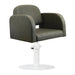 DSSE Amalfi Salon Chair Olive Mist Round White Base Front Side View