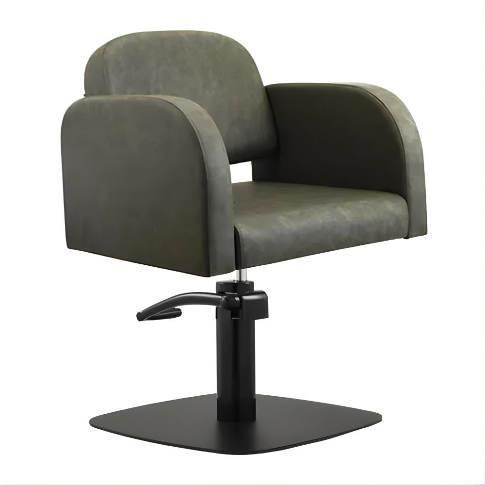 DSSE Amalfi Salon Chair Olive Mist Square Matte Black Base Front Side View