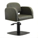 DSSE Amalfi Salon Chair Olive Mist Square Matte Black Base Front Side View