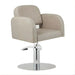 DSSE Amalfi Salon Chair Taupe Round Chrome Base Front Side View