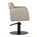 DSSE Amalfi Salon Chair Taupe Round Flat Satin Black Base Side View