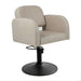 DSSE Amalfi Salon Chair Taupe Round Matte Black Base Front Side View