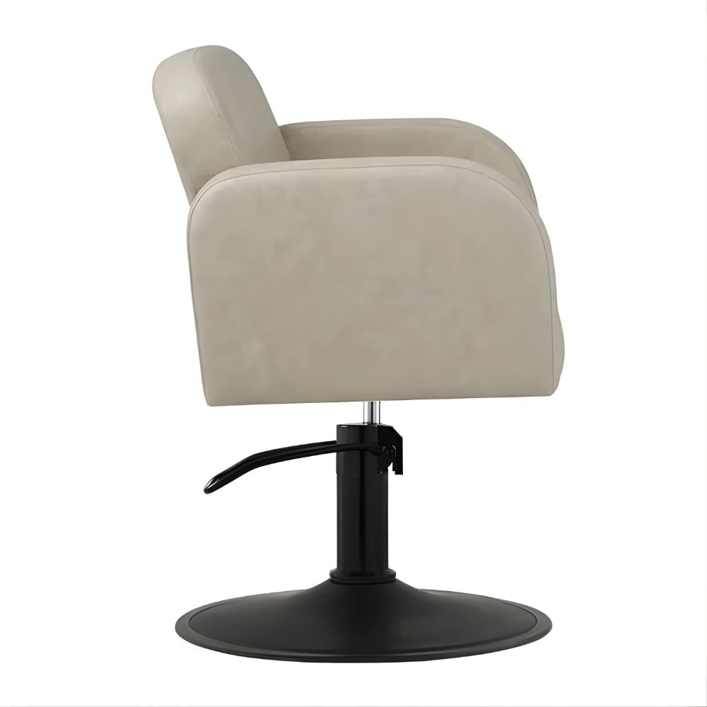 DSSE Amalfi Salon Chair Taupe Round Matte Black Base Side View