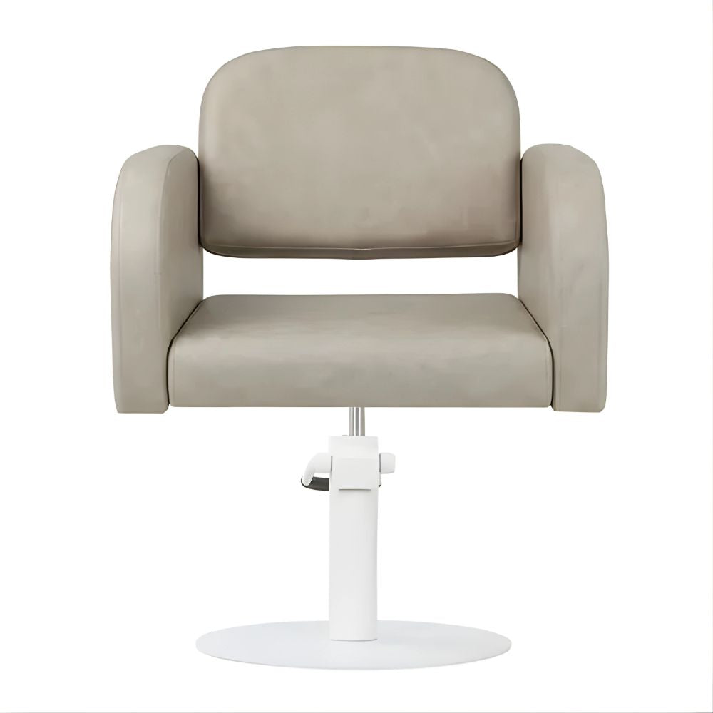 DSSE Amalfi Salon Chair Taupe Round White Base Front View