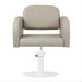 DSSE Amalfi Salon Chair Taupe Round White Base Front View