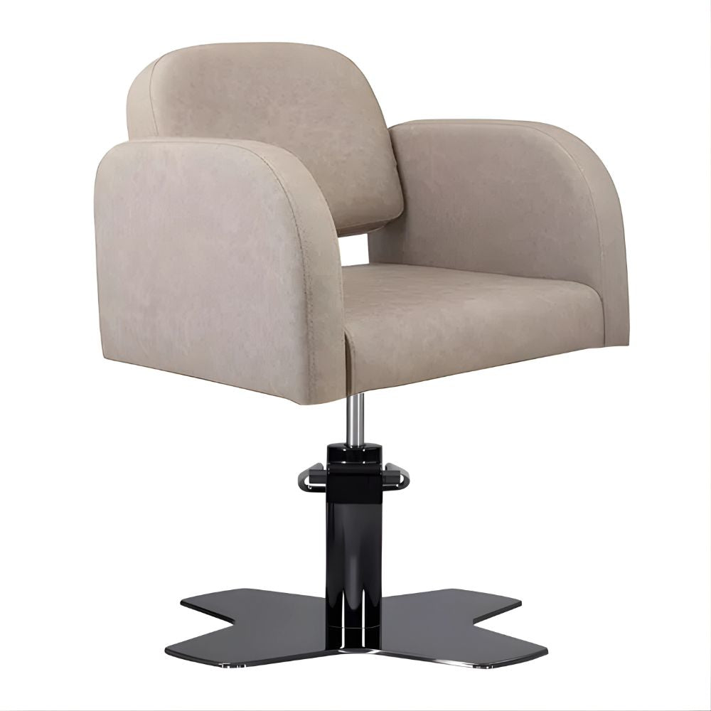 DSSE Amalfi Salon Chair Taupe Round Xcel Black Base Front Side View