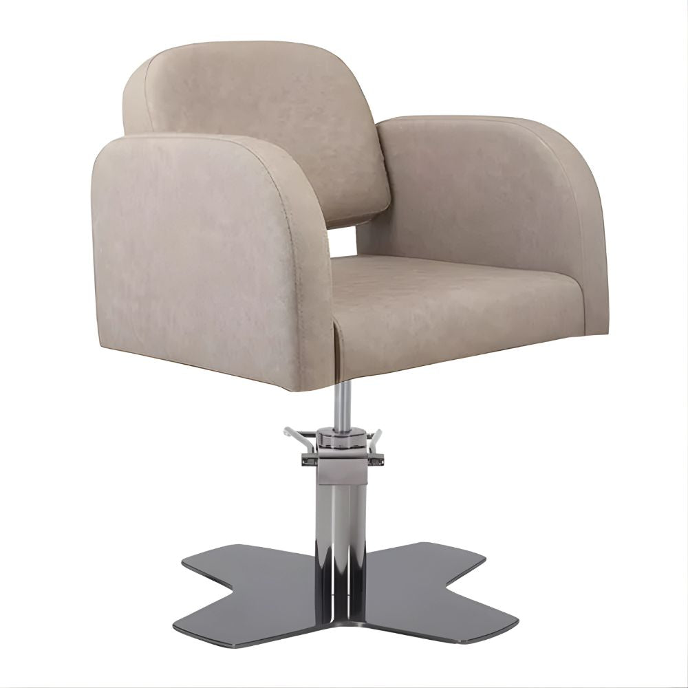 DSSE Amalfi Salon Chair Taupe Round Xcel Grey Base Front Side View