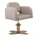 DSSE Amalfi Salon Chair Taupe Xcel Gold Base Front Side View