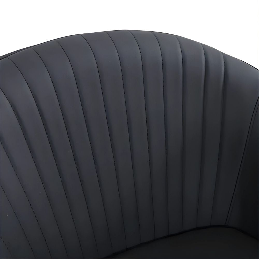DSSE Aria Salon Chair Black Elegant Curved Backrest Vertical Channel Stitching