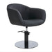 DSSE Aria Salon Chair Black Round Black Gloss Base Front Side View