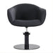 DSSE Aria Salon Chair Black Round Black Gloss Base Front View