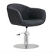 DSSE Aria Salon Chair Black Round Chrome Base Front Side View