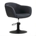 DSSE Aria Salon Chair Black Round Matte Black Base Front Side View