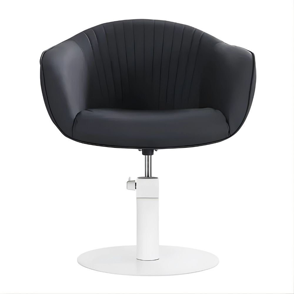 DSSE Aria Salon Chair Black Round White Base Front View