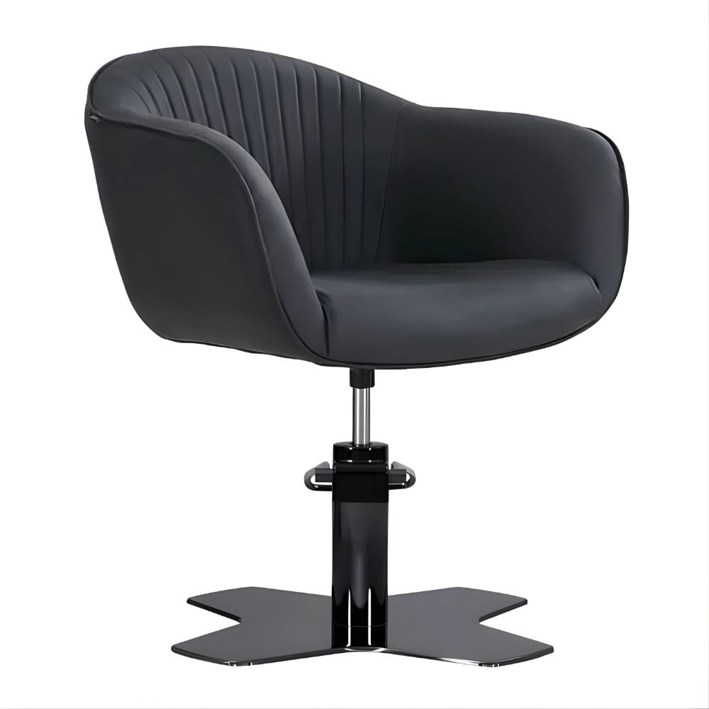 DSSE Aria Salon Chair Black Xcel Black Base Front Side View