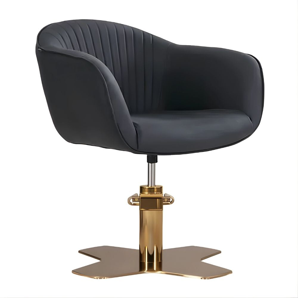 DSSE Aria Salon Chair Black Xcel Gold Base Front Side View