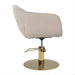 DSSE Aria Salon Chair Latte Round Aluminium Brushed Gold Base Side View