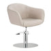 DSSE Aria Salon Chair Latte Round Chrome Base Front Side View
