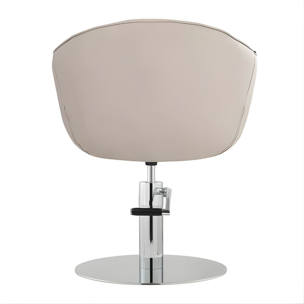 DSSE Aria Salon Chair Latte Round Chrome Base Rear View